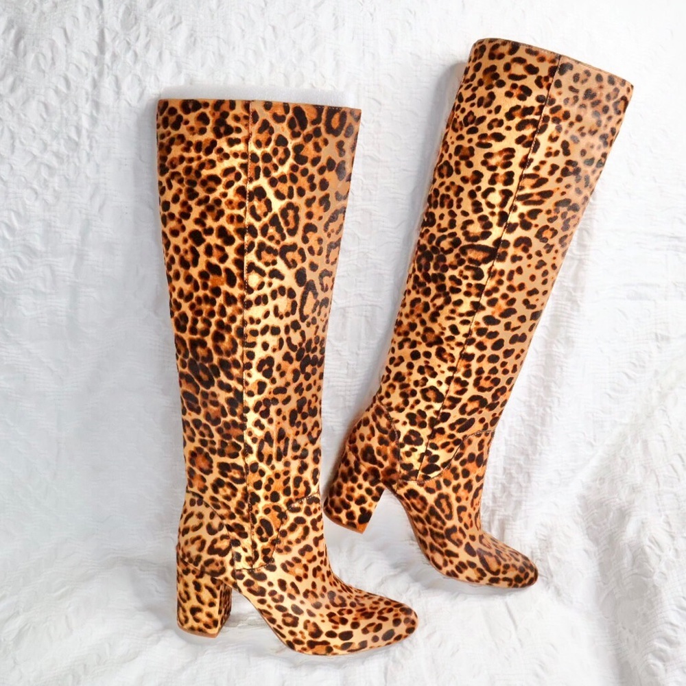 Gianni Bini Jellenia Leopard Print Haircalf Boots - Picture 2 of 14